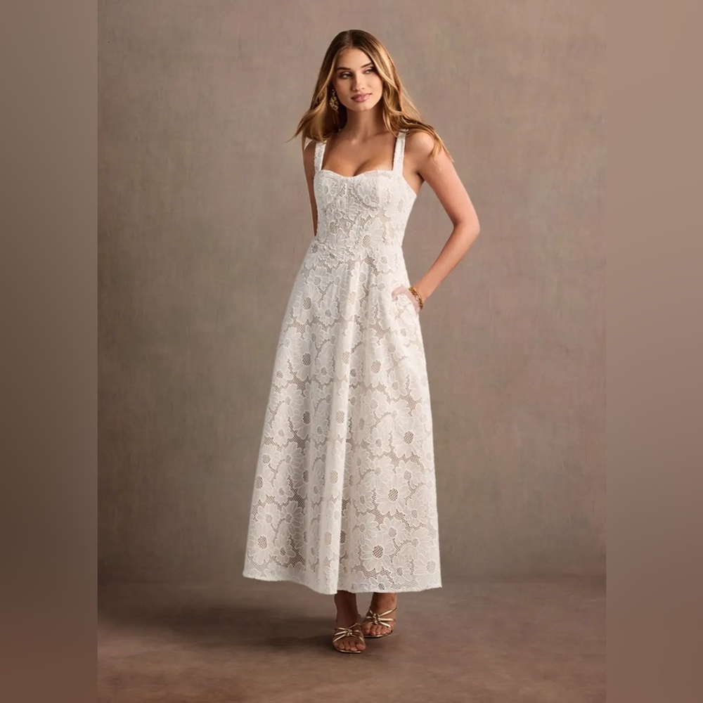 Azazie Charlotte White Lace Maxi Dress